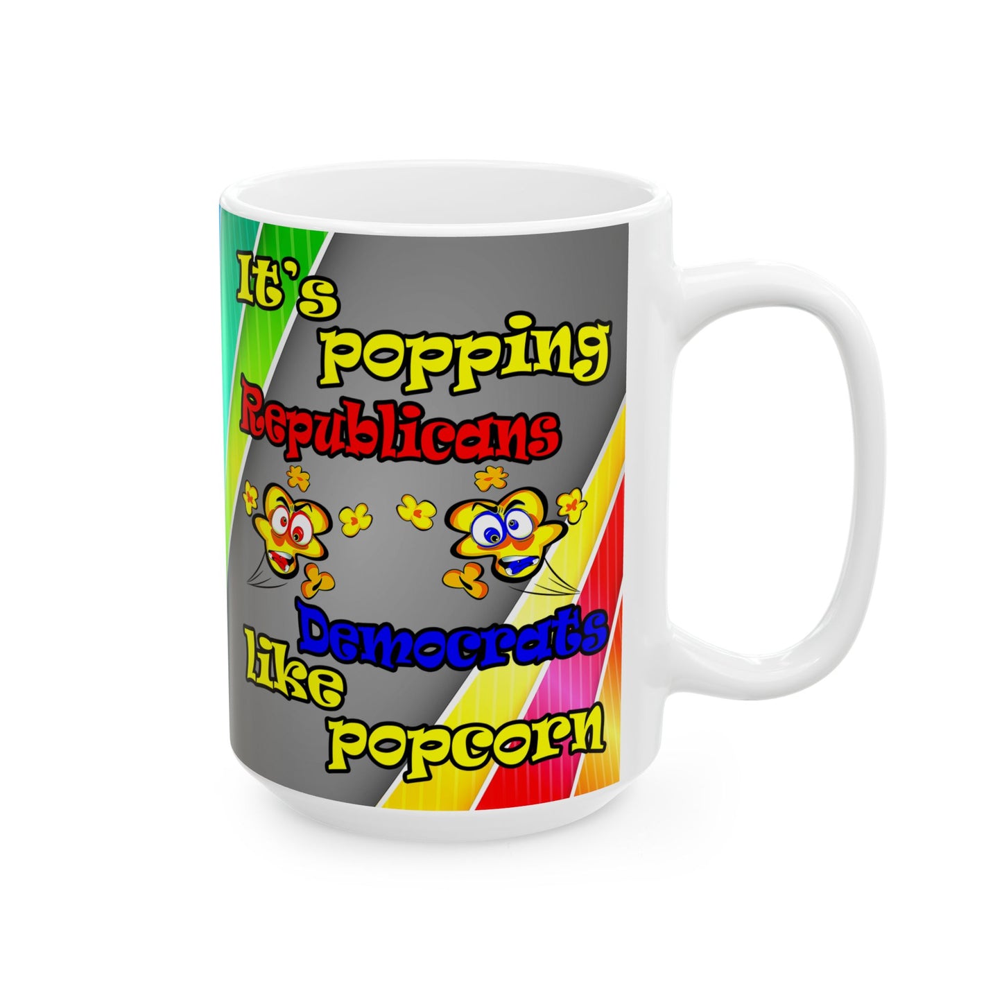 popping like popcorn - White Mug (rainbow split)