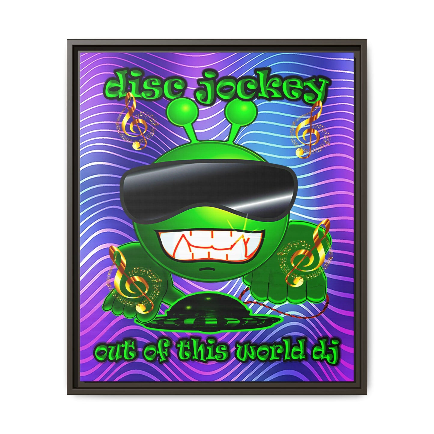 disc jockey - framed canvas art (purple wave)