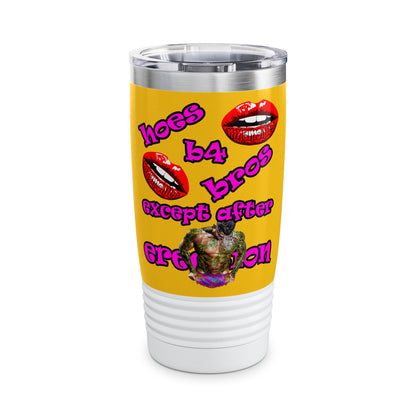 hoes b4 bros - Ringneck Tumbler, 20oz (yellow)