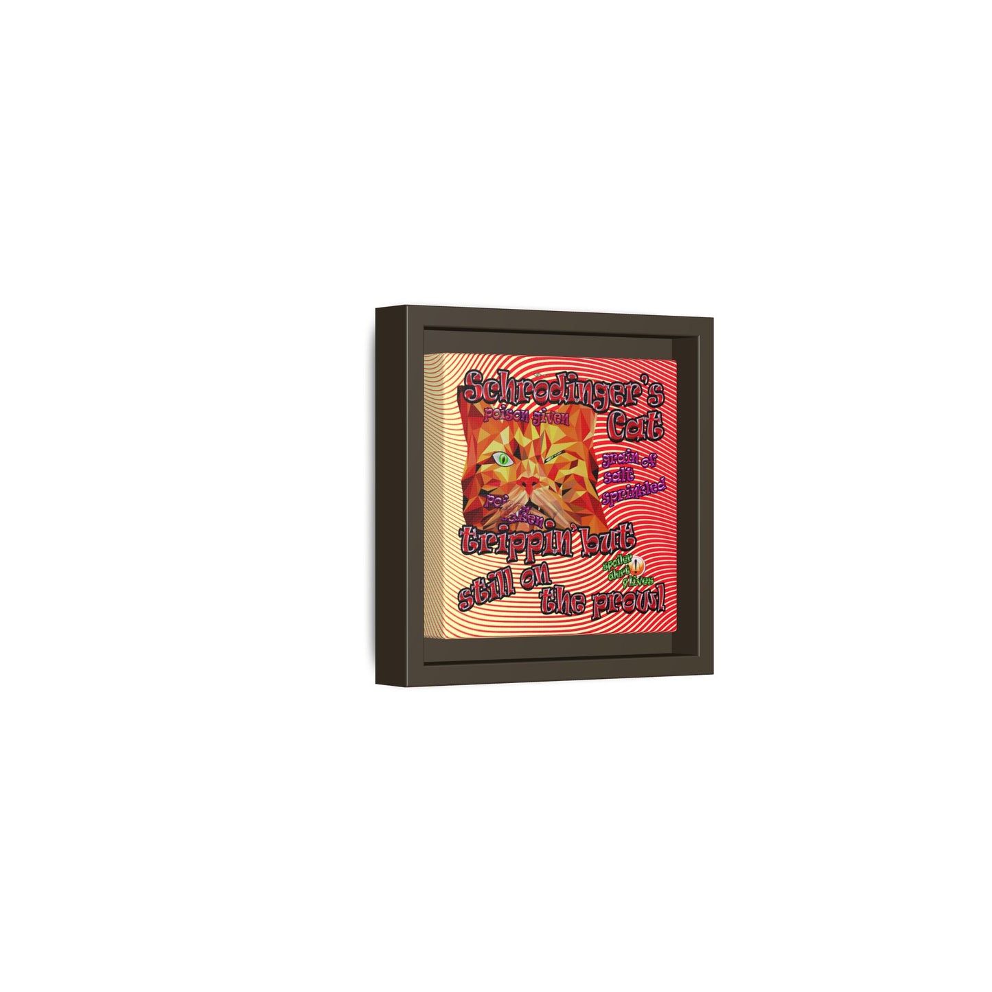 schrodinger's cat - framed canvas art (yellow-orange wave)
