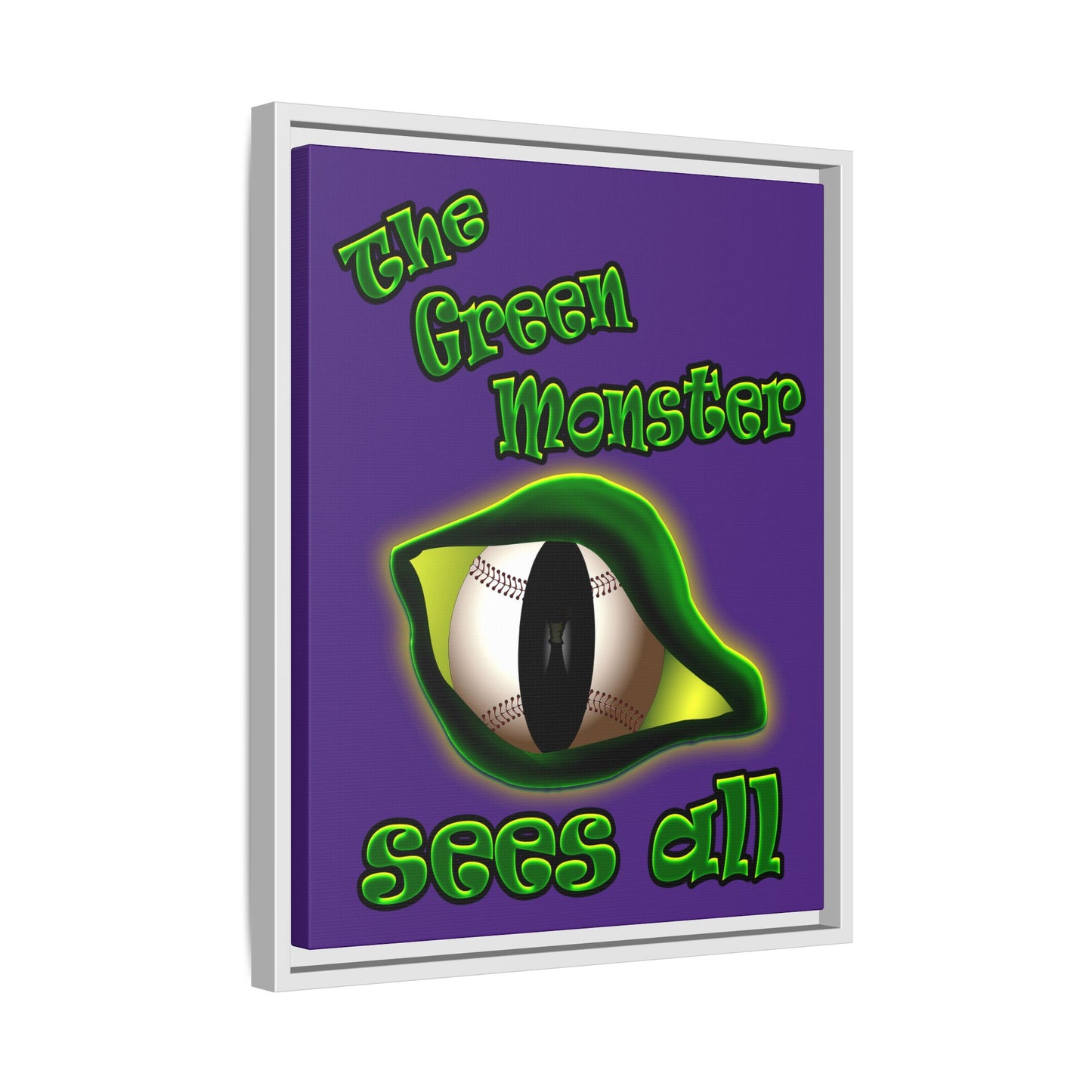 green monster - framed canvas art (purple)