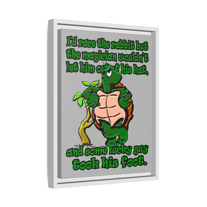 turtle race - framed canvas art (light grey)