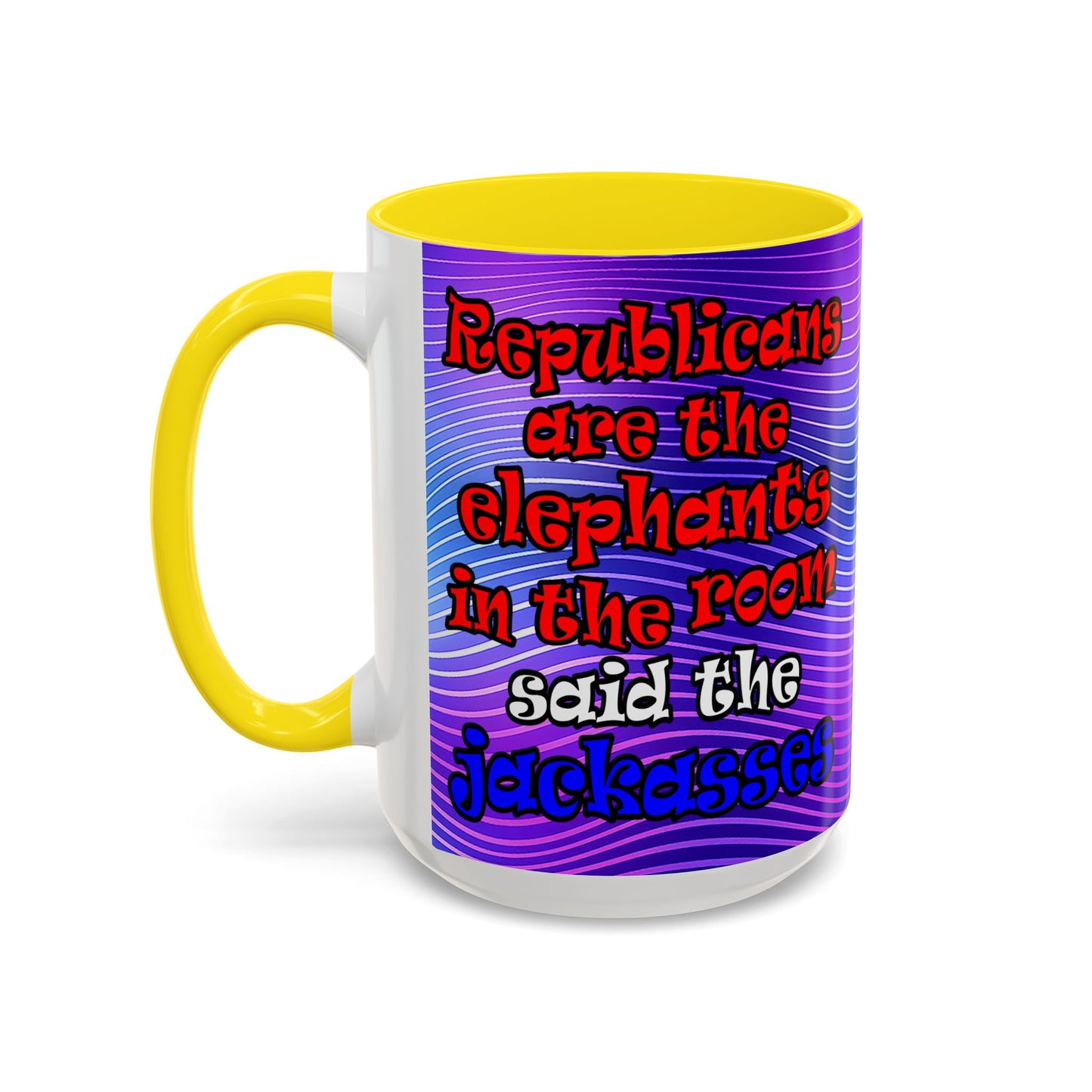 donkeys and elephants - Accent Mug (purple wave)