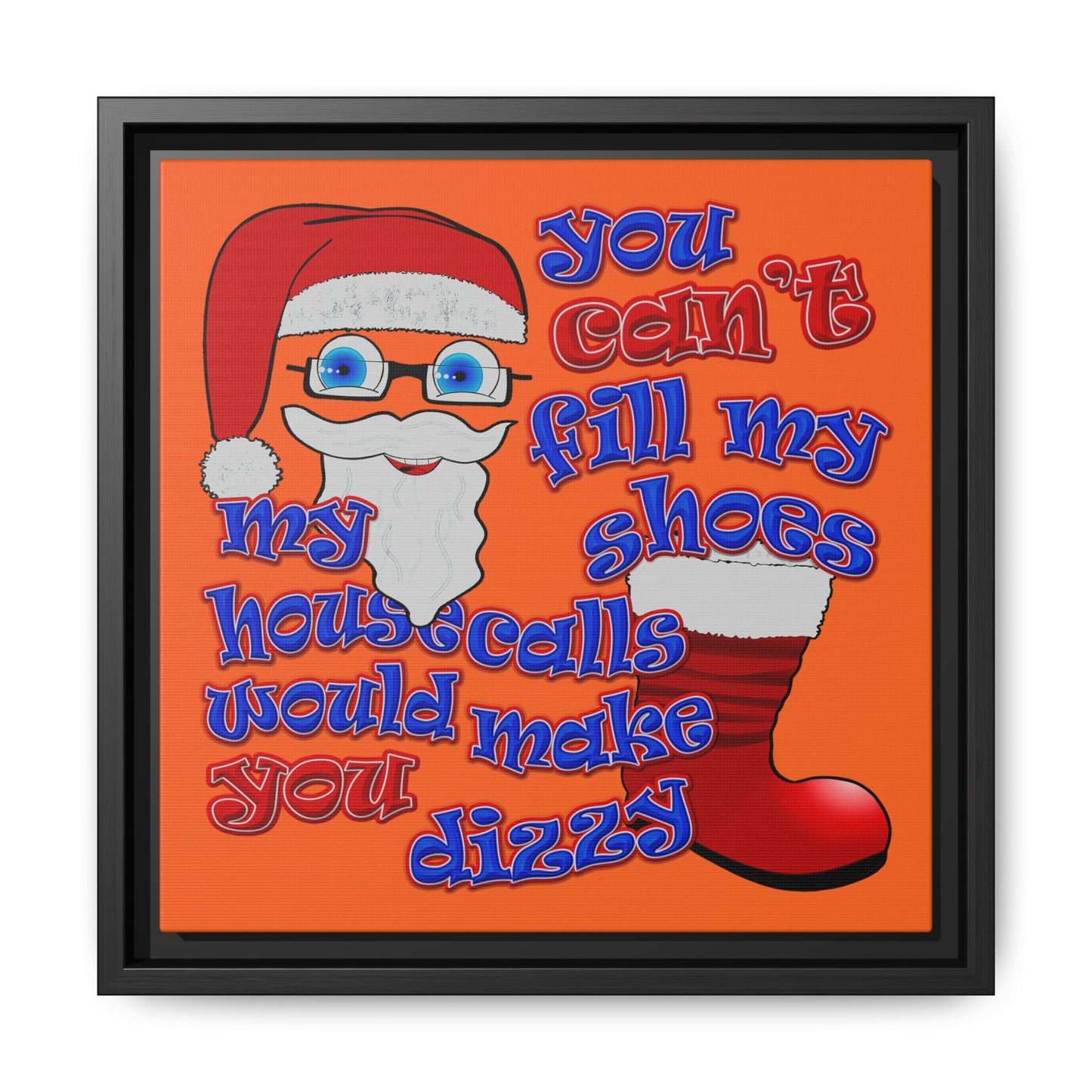 santa's shoes - framed canvas art (orange)