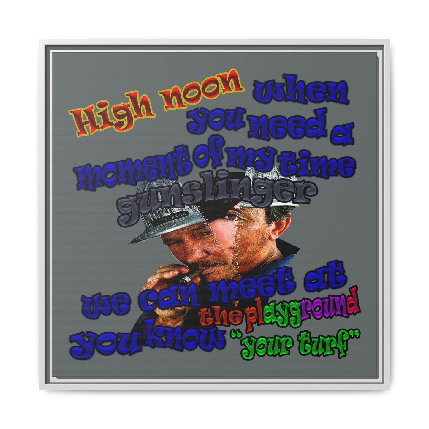 high noon - framed canvas art (dark grey)