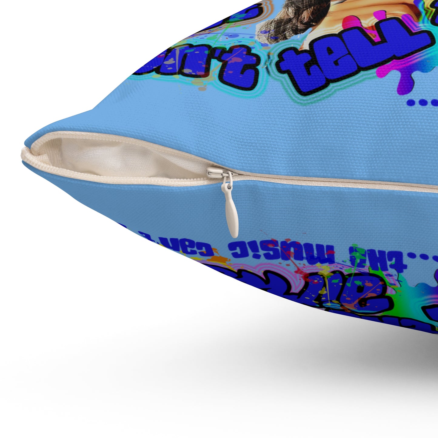 drop the beat - Spun Polyester Square Pillow - (light blue)