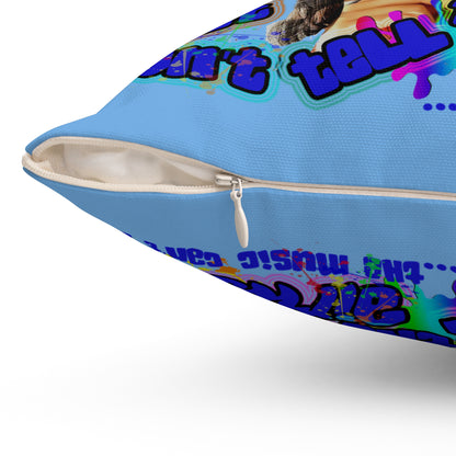 drop the beat - Spun Polyester Square Pillow - (light blue)