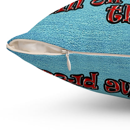schrodinger's cat - Spun Polyester Square Pillow - (faded blue)