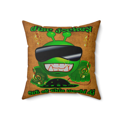 disc jockey - Spun Polyester Square Pillow - (dichromatic brown papyrus)