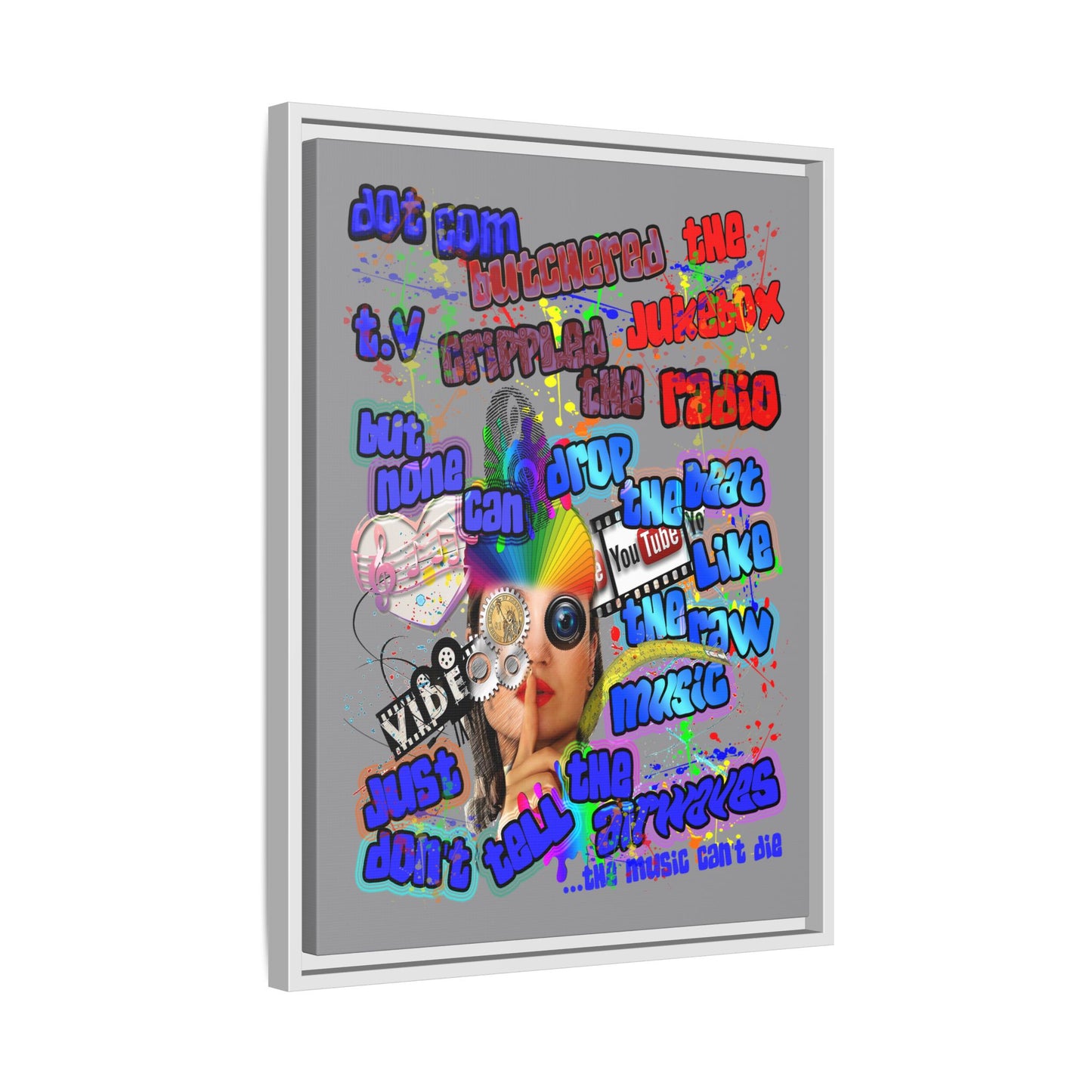 drop the beat - framed canvas art (grey)