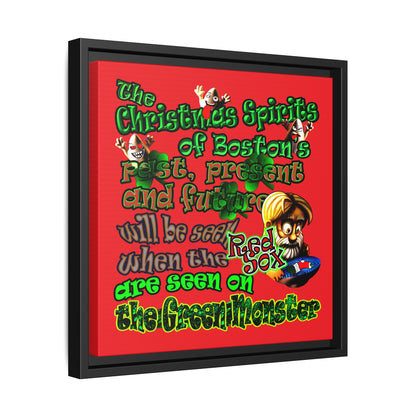christmas spirits of boston - framed canvas art (red)