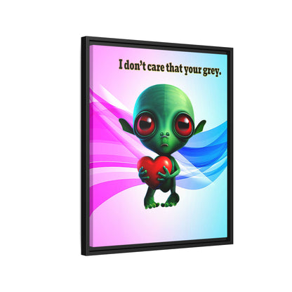 I don't care that your grey - framed canvas art (light blue-pink wave)
