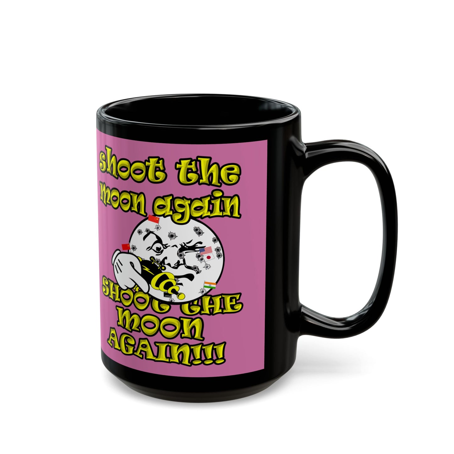 shoot the moon again - Black Mug (light pink)