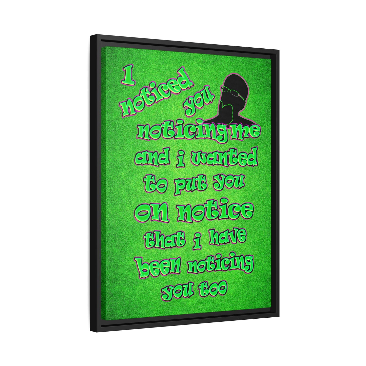 noticed you noticing - framed canvas art (green turf)