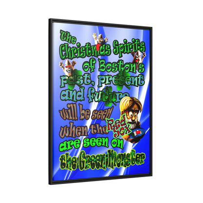 christmas spirits of boston - framed canvas art (blue-white wave)
