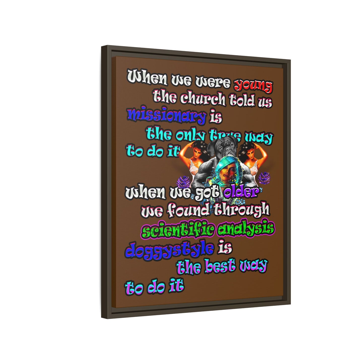 doggystyle - framed canvas art (brown)