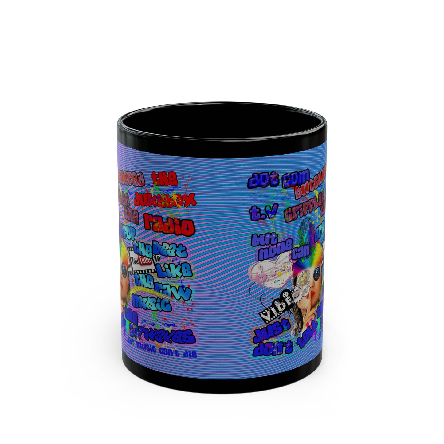 drop the beat - Black Mug (light blue-purple wave)