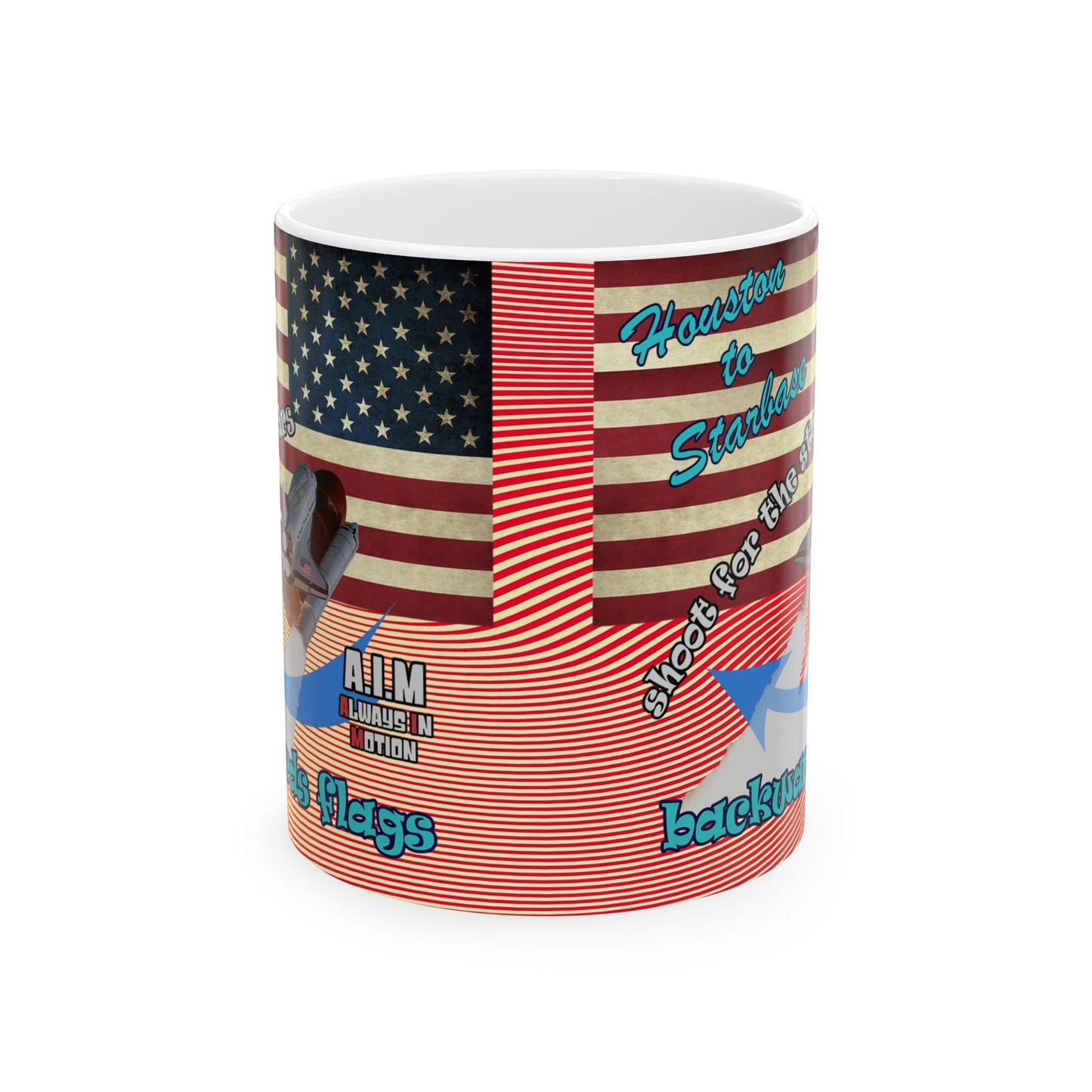 shoot for the stars - White Mug (yellow-orange wave)