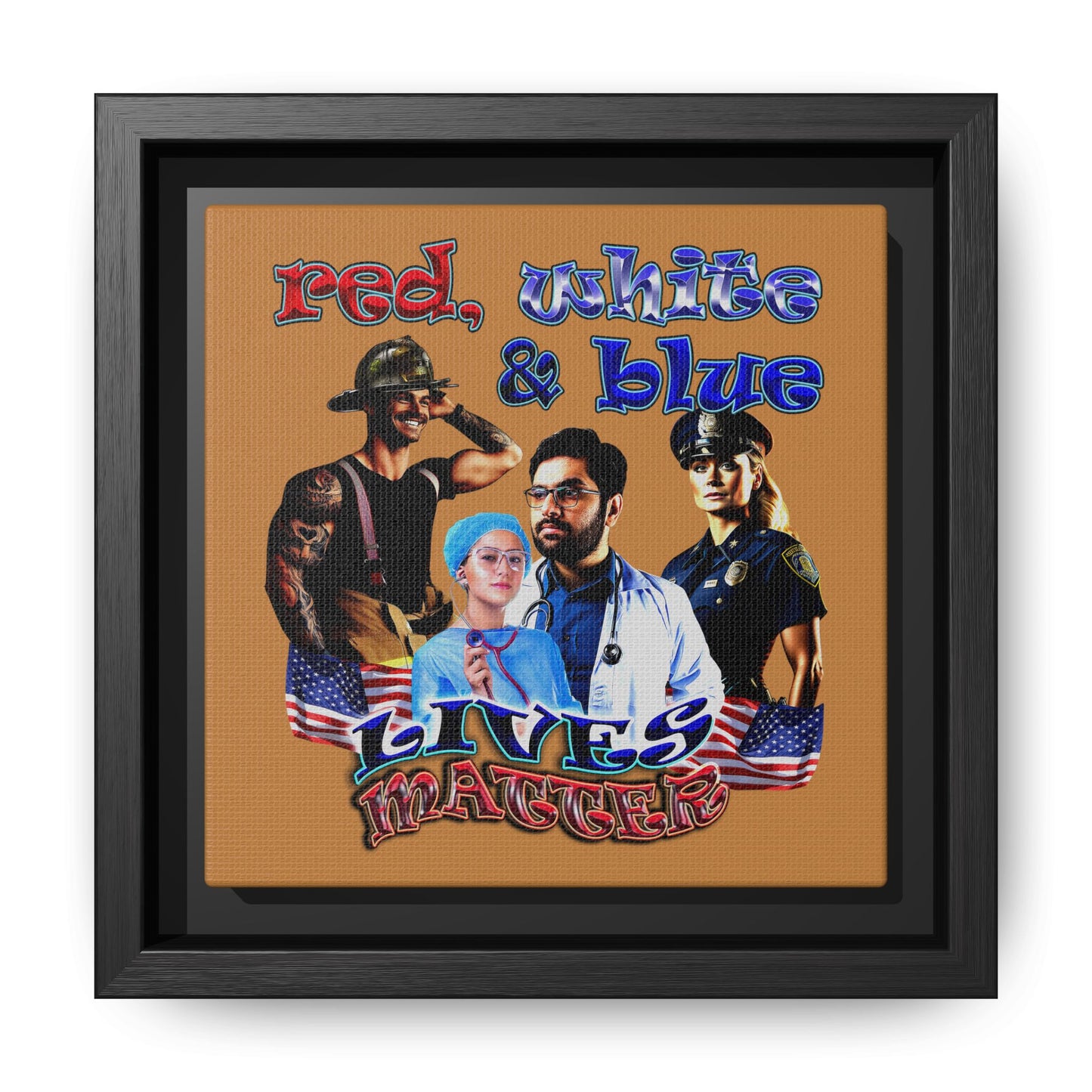 rw&b lives matter - framed canvas art (light brown)