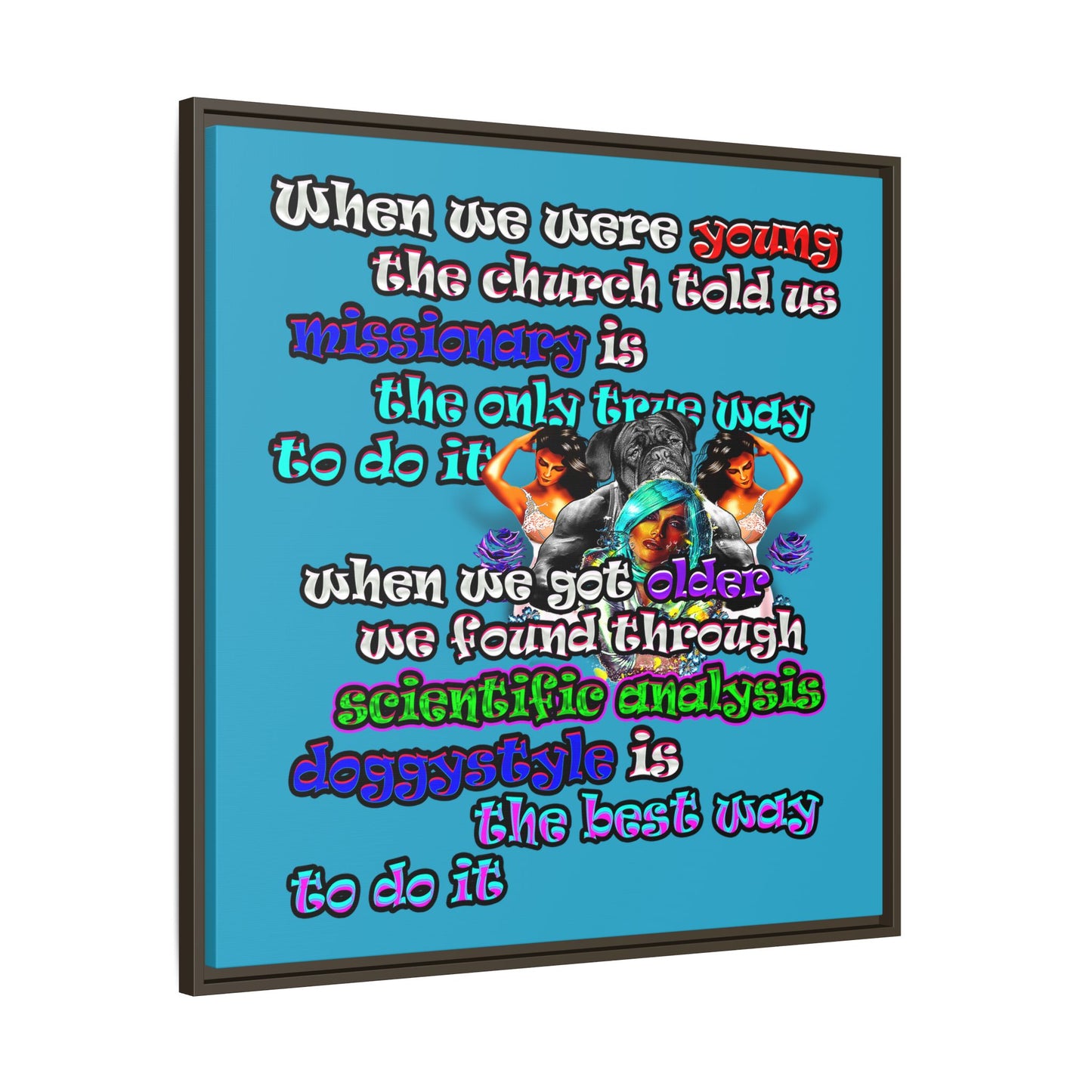 doggystyle - framed canvas art (turquoise)