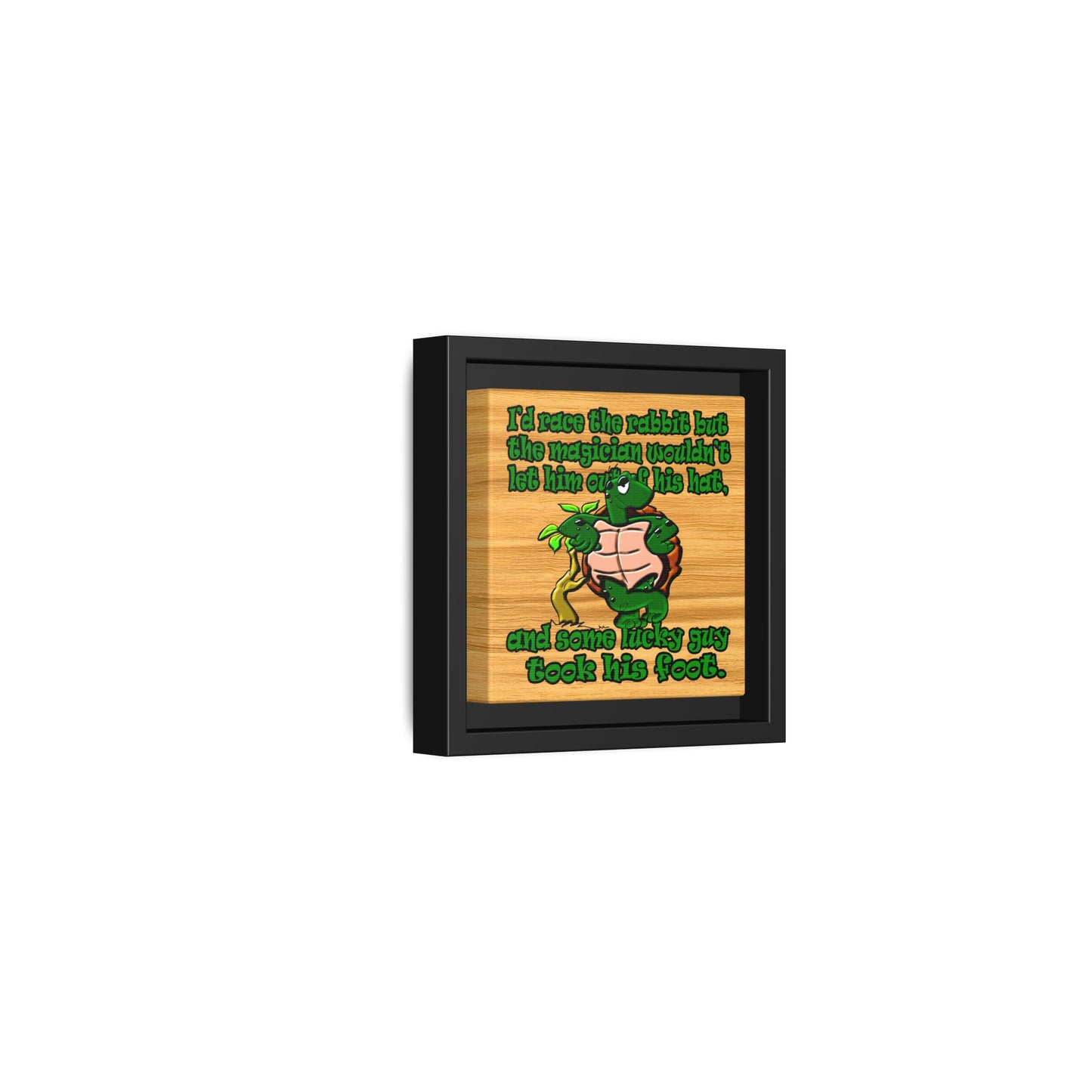 turtle race - framed canvas art (butterscotch wood finish)