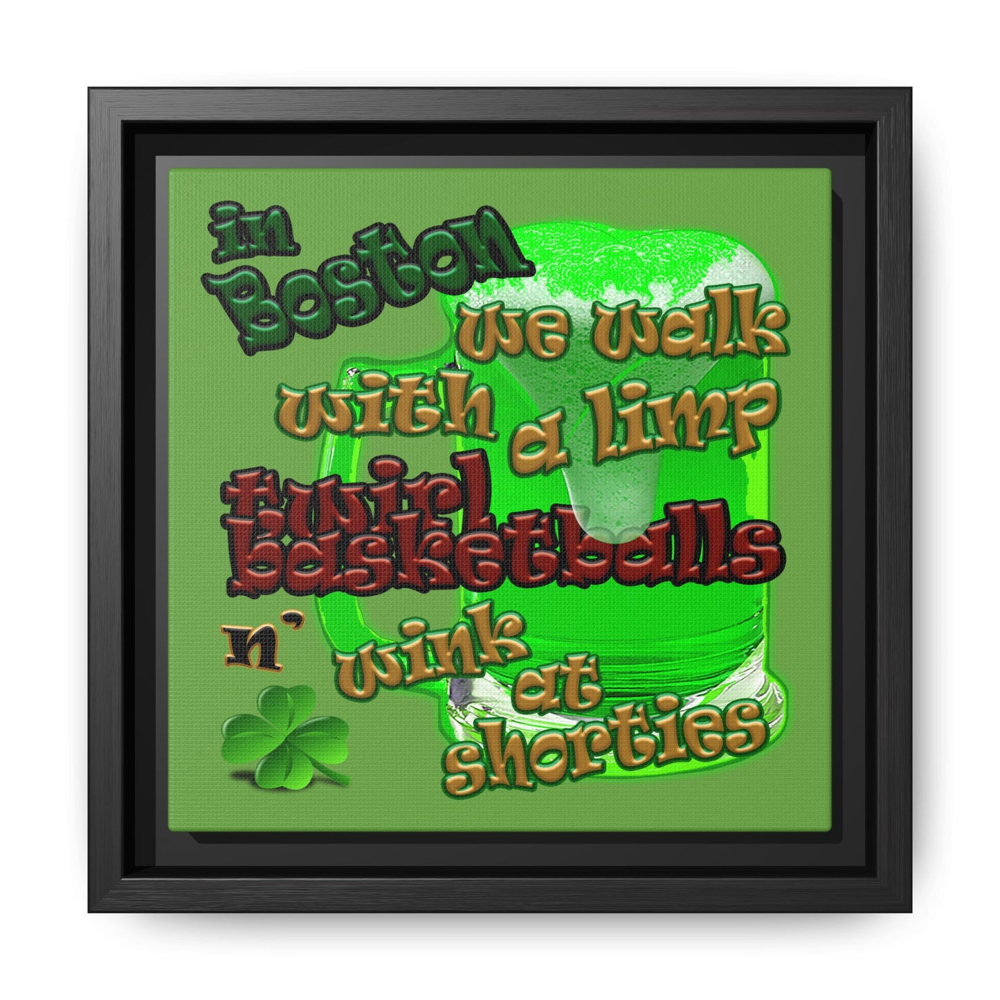 celtics logo - framed canvas art (green)
