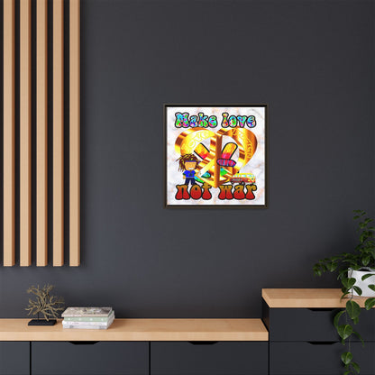 love peace - framed canvas art (white marble)
