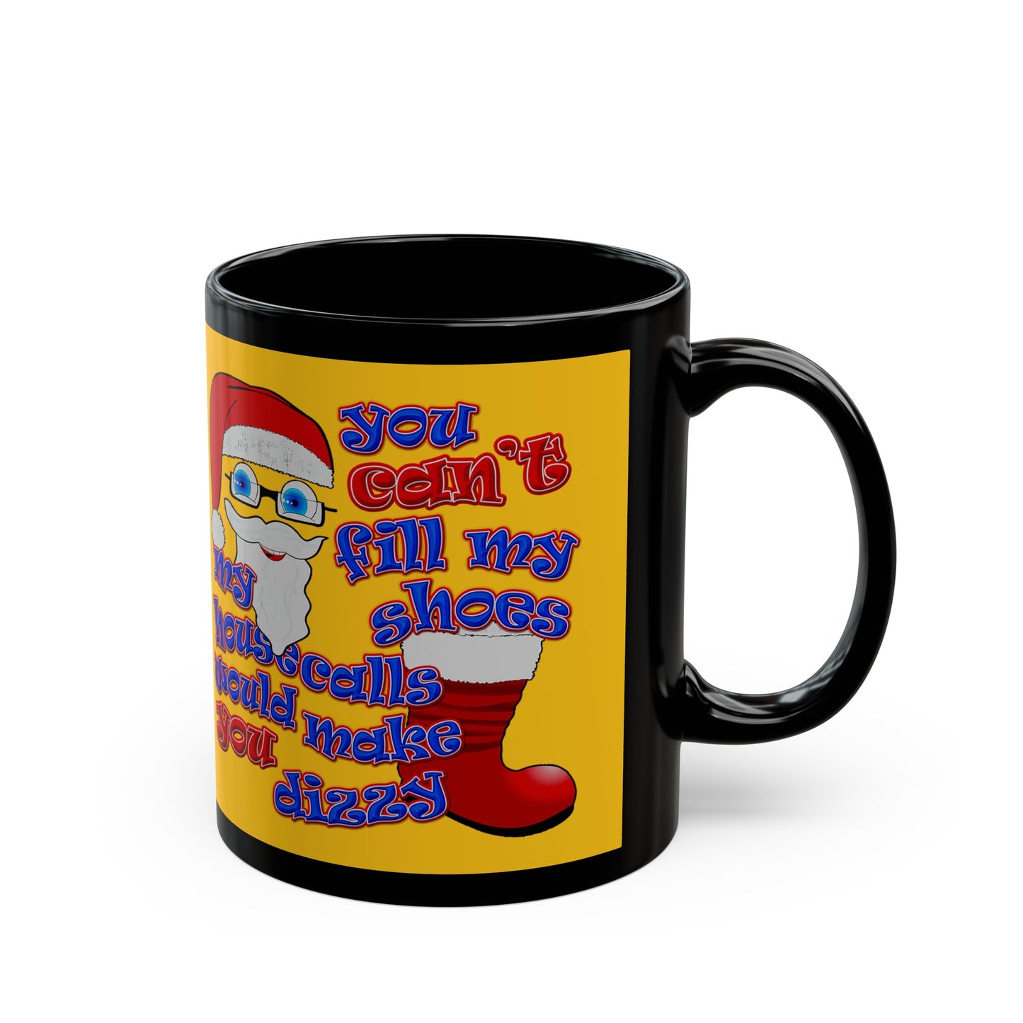 santa's shoes - Black Mug (yellow)