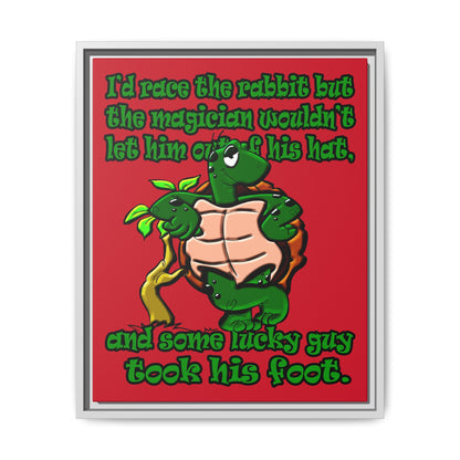 turtle race - framed canvas art (dark red)