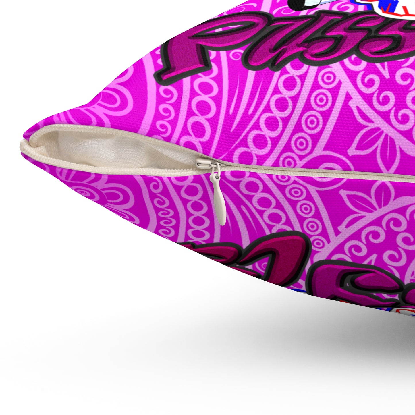 tag that - Spun Polyester Square Pillow - (pink swirl)