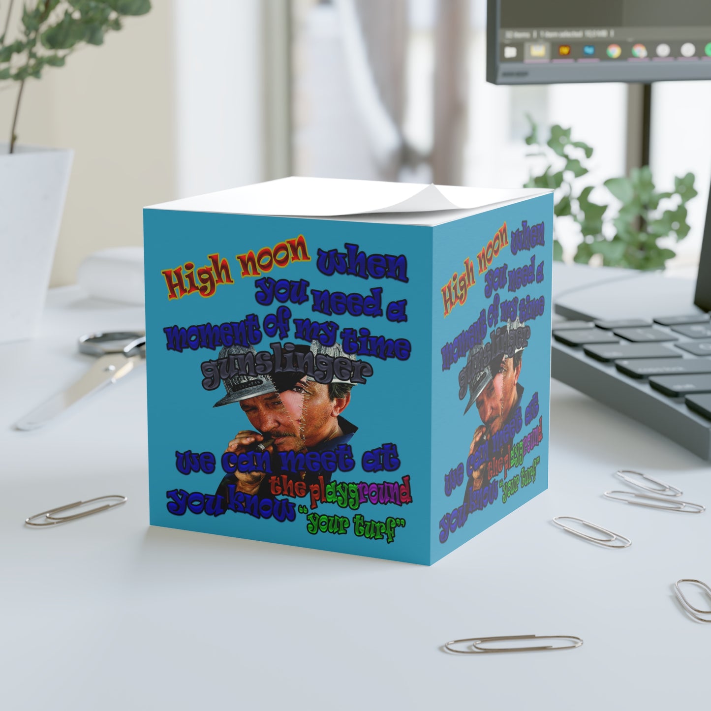 high noon - note cube (turquoise)