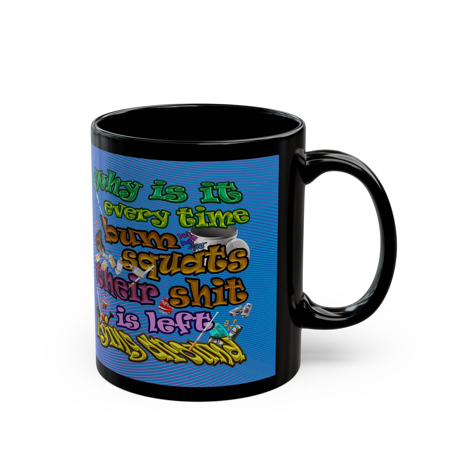 the bum's shit - Black Mug (light blue-purple wave)