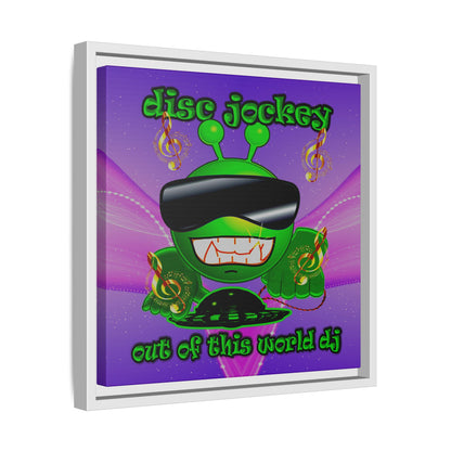 disc jockey - framed canvas art (purple-pink wave)