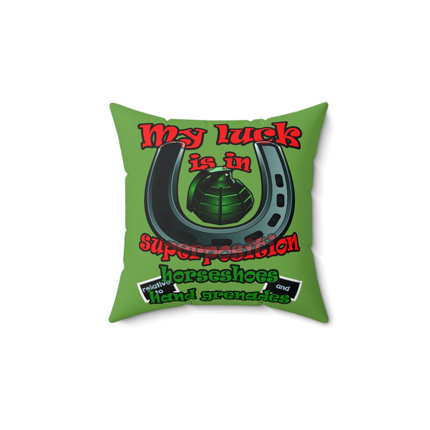 my luck - Faux Suede Square Pillow - (green)