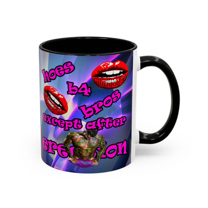 hoes b4 bros - Accent Mug (grey-pink wave)