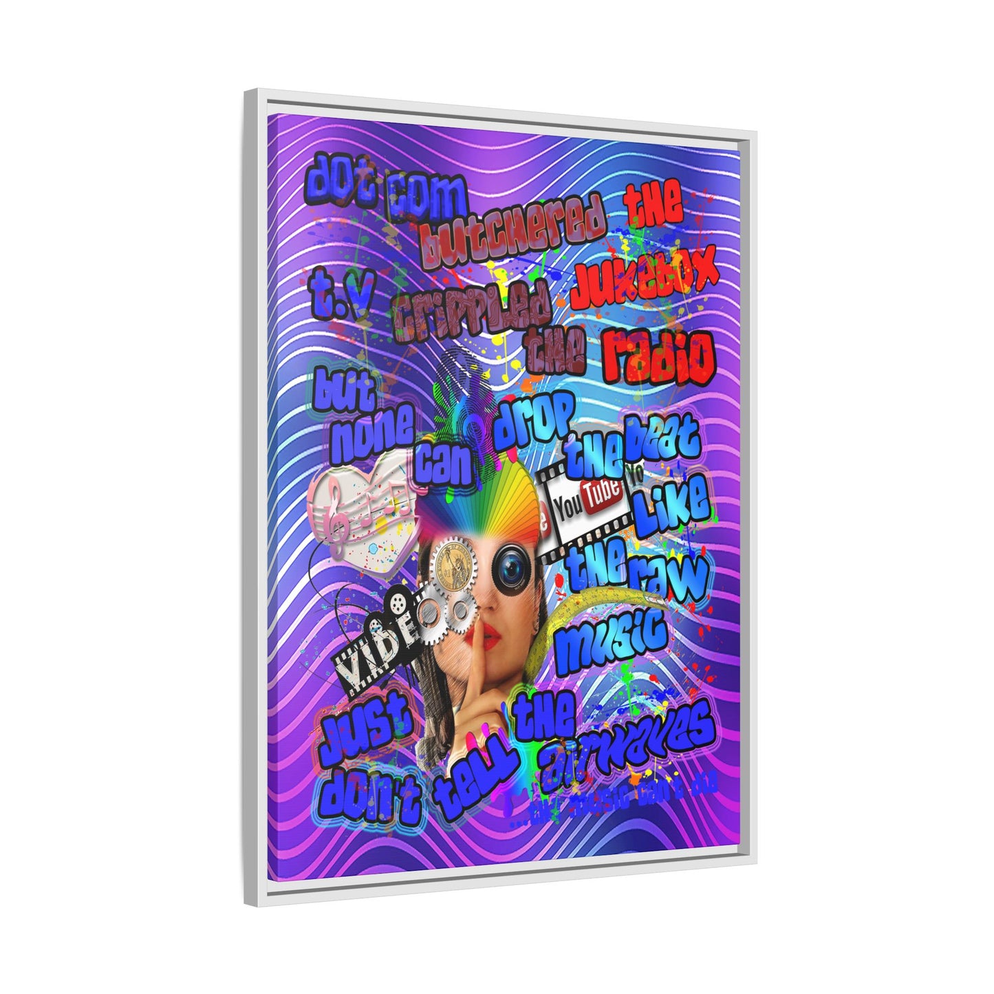 drop the beat - framed canvas art (purple wave)