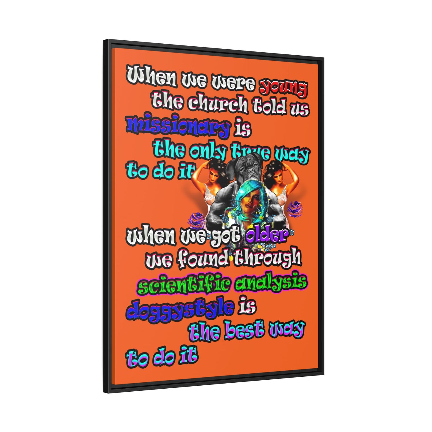 doggystyle - framed canvas art (orange)