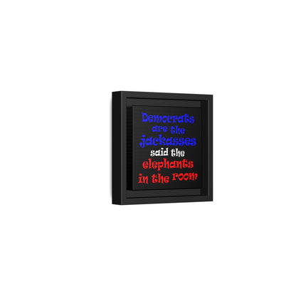 donkeys and elephants - framed canvas art (black)