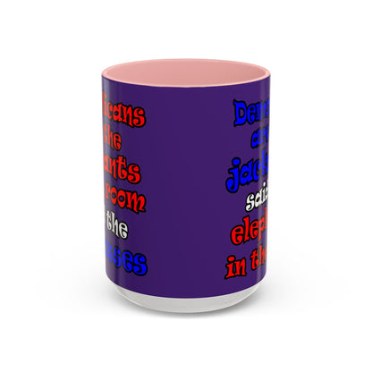 donkeys and elephants - Accent Mug (purple)