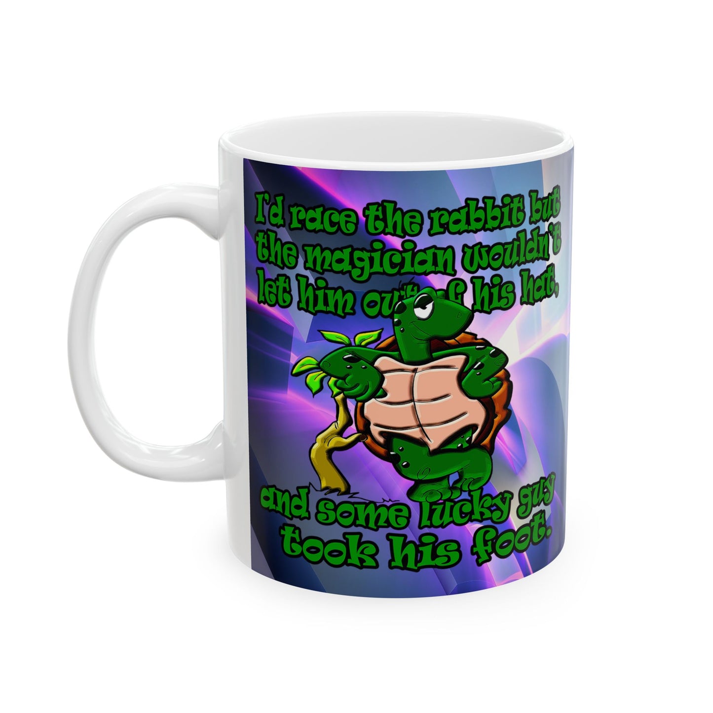 turtle race - White Mug (grey-pink wave)
