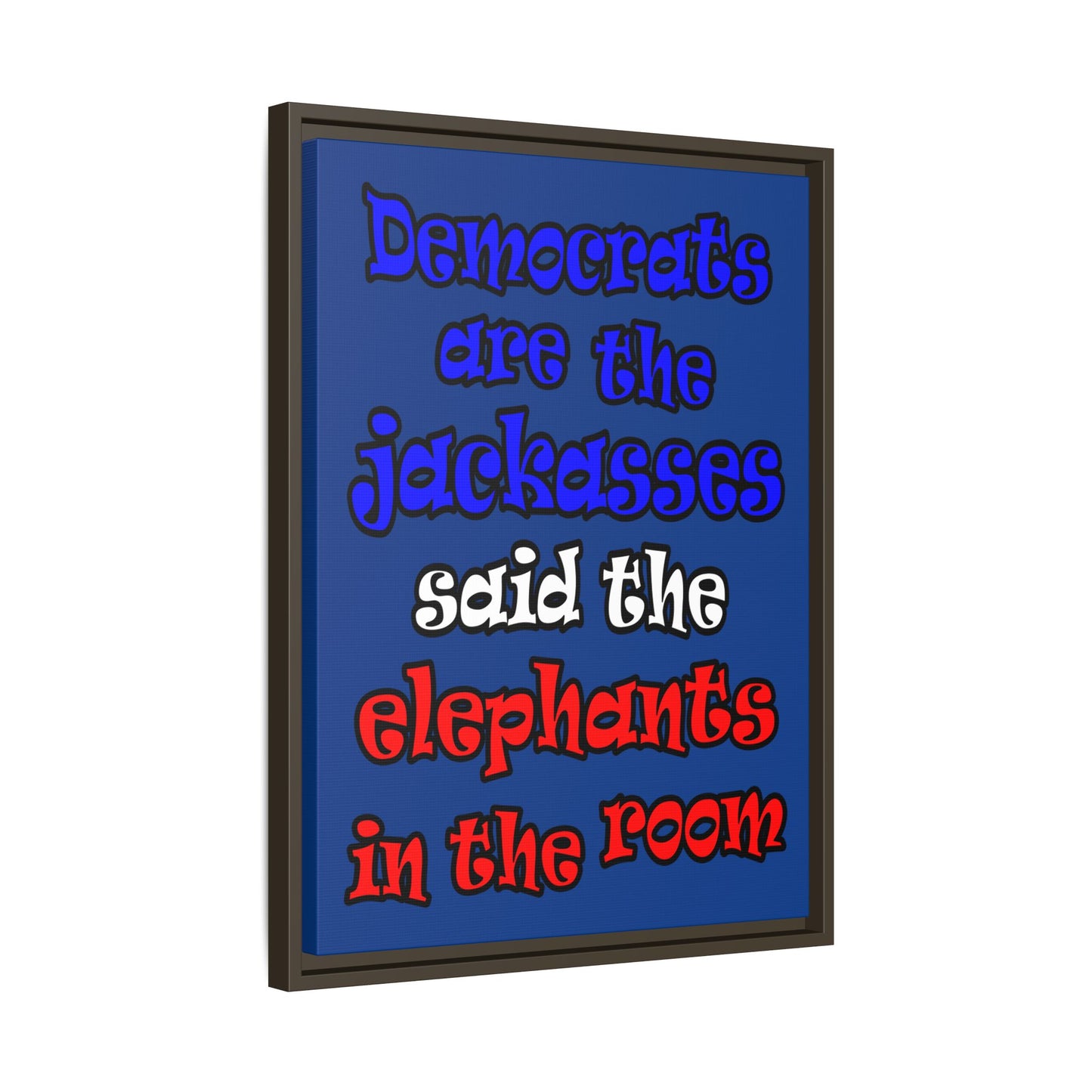 donkeys and elephants - framed canvas art (dark blue)