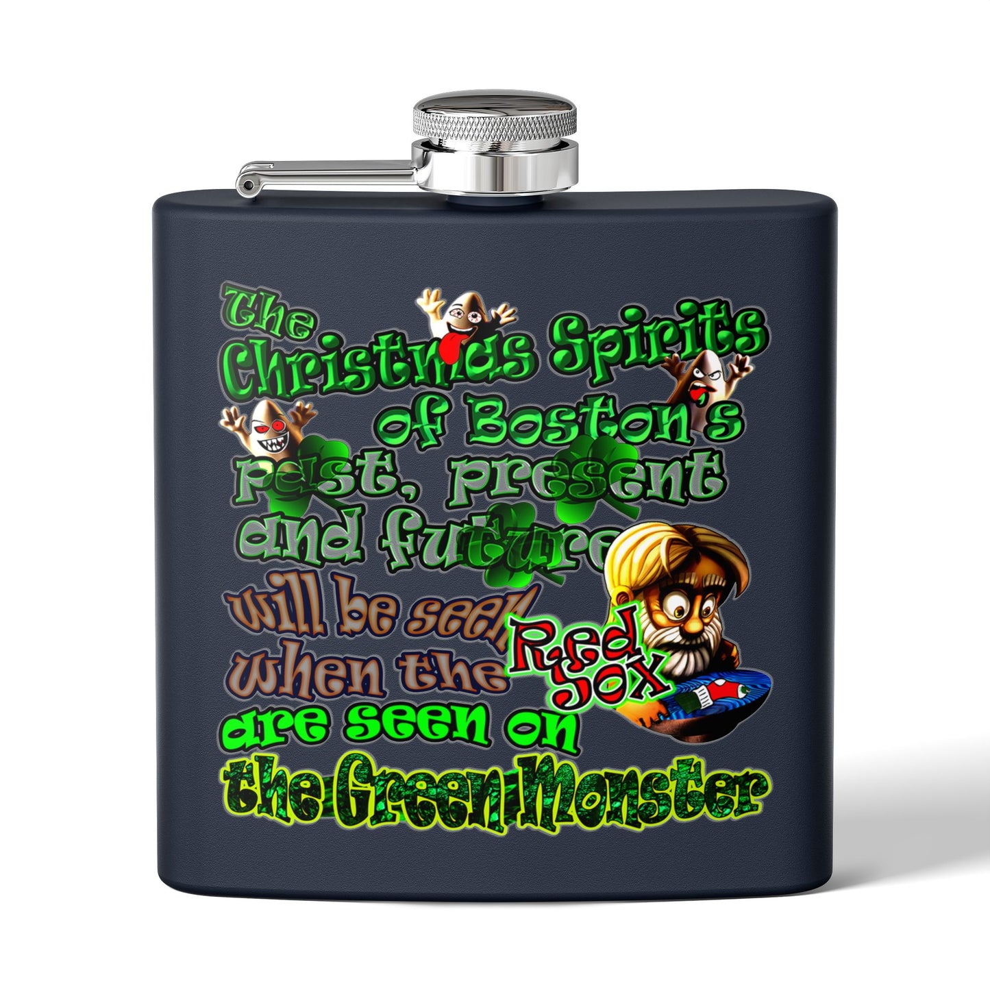 christmas spirits of boston - Stainless Steel Flask