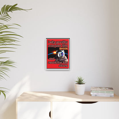 defy conquer reach - framed canvas art (red)