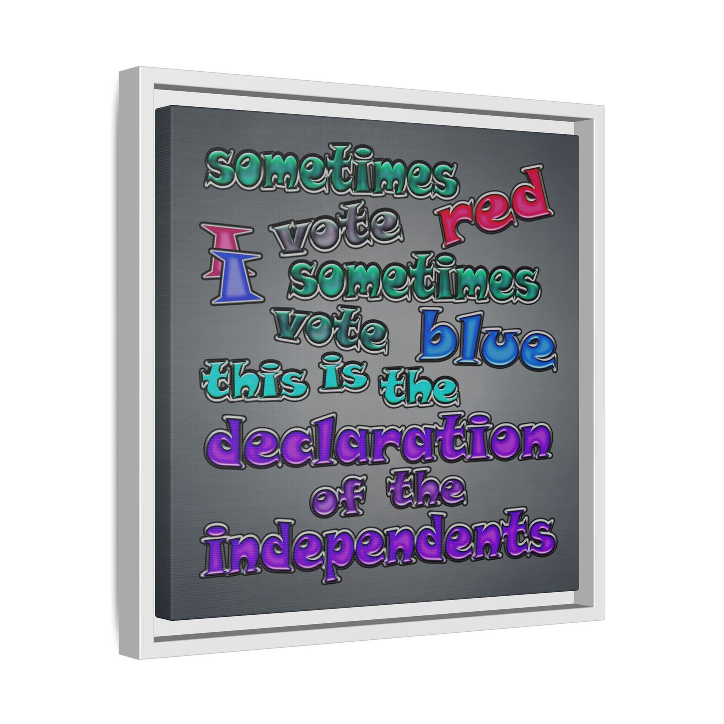 declaration of the independents - framed canvas art (grey-light grey)