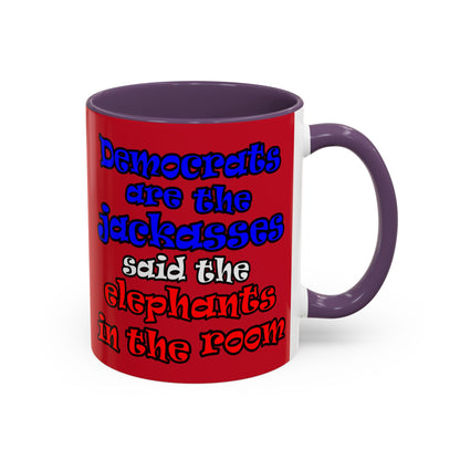 donkeys and elephants - Accent Mug (dark red)