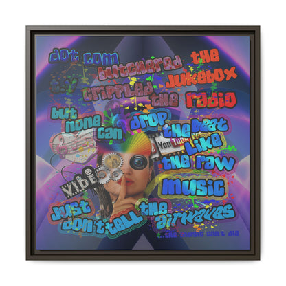 drop the beat - framed canvas art (grey-pink wave)