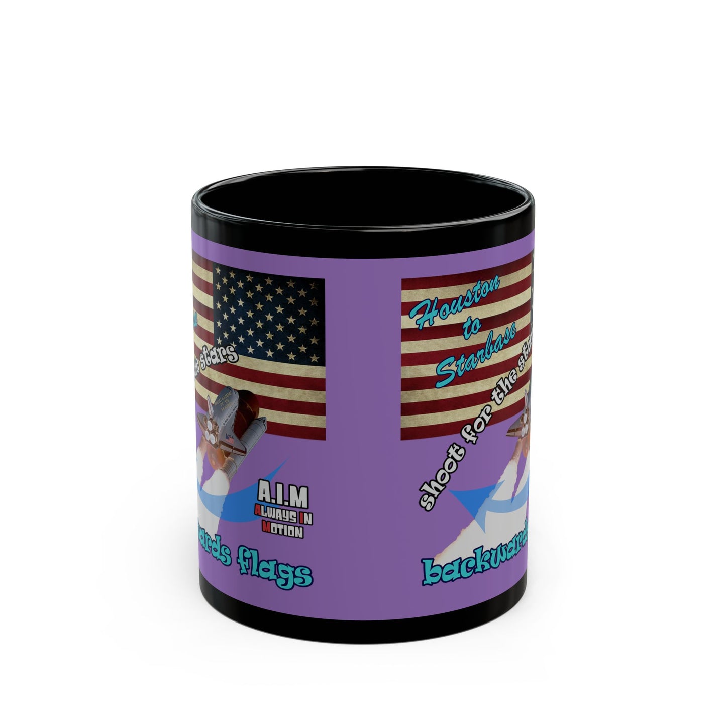 shoot for the stars - Black Mug (light purple)
