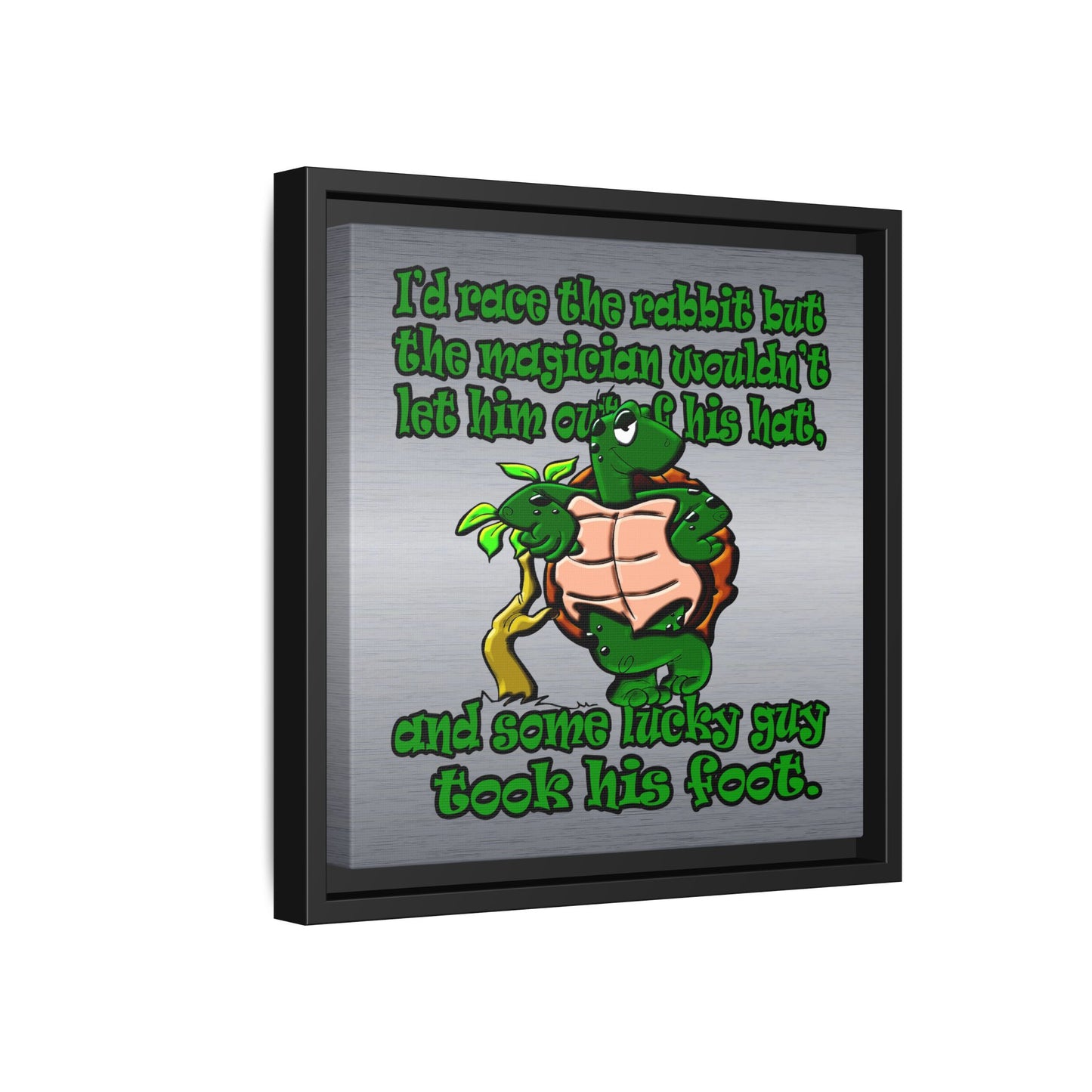 turtle race - framed canvas art (brushed nickel)