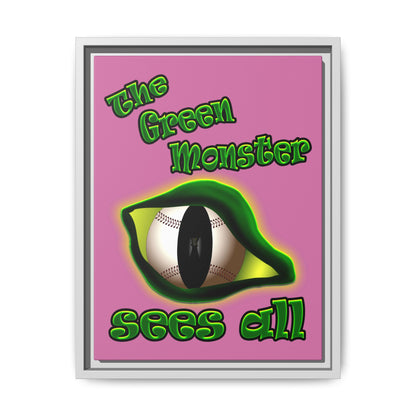 green monster - framed canvas art (light pink)
