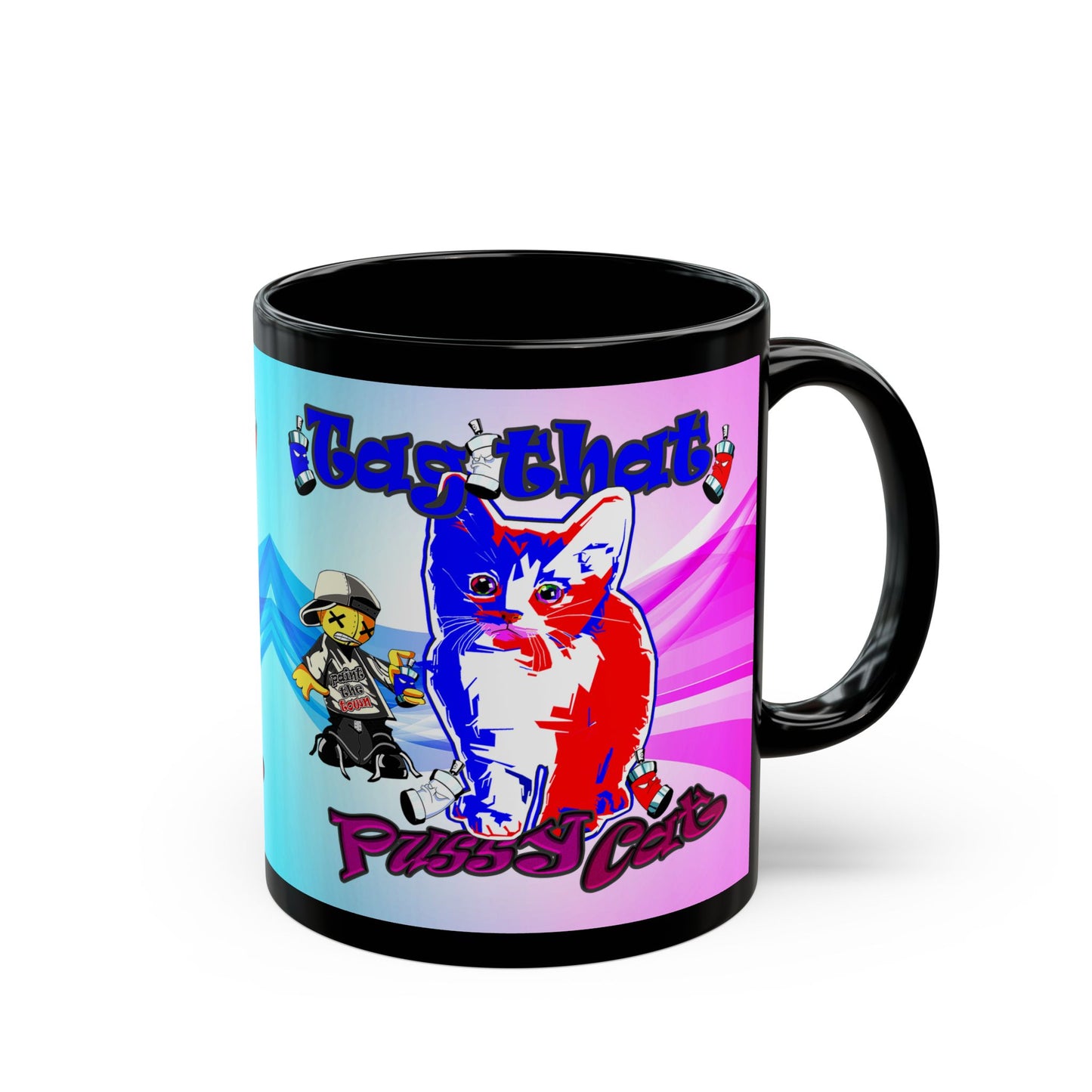 tag that - Black Mug (light blue-pink wave)